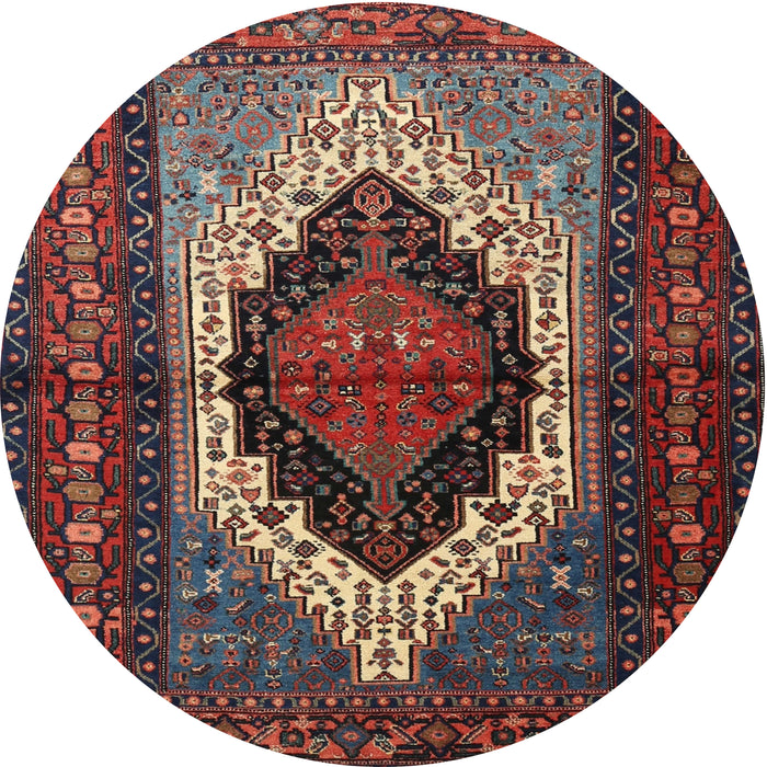 Round Traditional Dark Almond Brown Persian Rug, tr1937