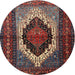 Round Traditional Dark Almond Brown Persian Rug, tr1937