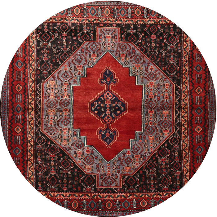 Round Traditional Chestnut Brown Persian Rug, tr1938