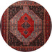 Round Traditional Chestnut Brown Persian Rug, tr1938