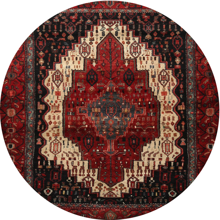 Round Traditional Reddish Brown Persian Rug, tr1939
