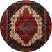 Round Traditional Reddish Brown Persian Rug, tr1939