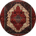 Square Machine Washable Traditional Sepia Brown Rug, wshtr1939