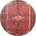 Round Traditional Copper Red Pink Persian Rug, tr193