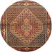 Square Machine Washable Traditional Saffron Red Rug, wshtr1940