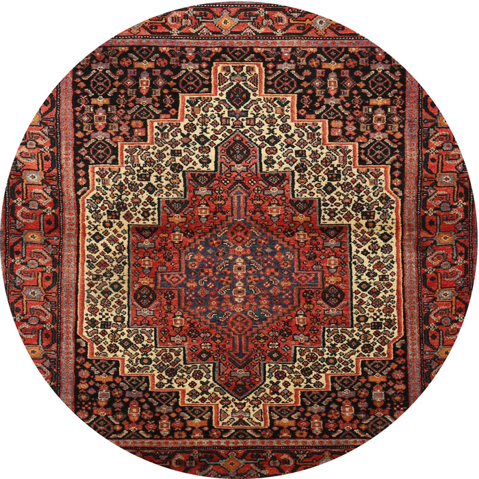 Round Traditional Gold Brown Persian Rug, tr1942