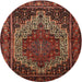 Round Traditional Gold Brown Persian Rug, tr1942