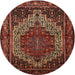 Square Machine Washable Traditional Gold Brown Rug, wshtr1942