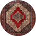 Round Traditional Saffron Red Persian Rug, tr1944