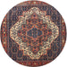 Round Traditional Dark Almond Brown Persian Rug, tr1945
