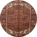 Square Machine Washable Traditional Saffron Red Rug, wshtr1949