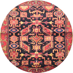 Round Traditional Copper Red Pink Persian Rug, tr194