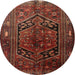 Round Traditional Saffron Red Persian Rug, tr1950