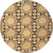 Round Traditional Sienna Brown Persian Rug, tr1951