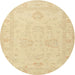 Round Traditional Brown Gold Persian Rug, tr1952