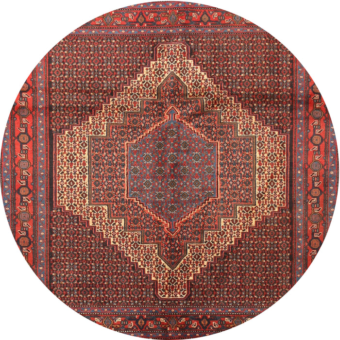 Round Traditional Rust Pink Medallion Rug, tr1954
