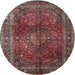 Square Machine Washable Traditional Dark Almond Brown Rug, wshtr1955