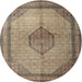 Round Traditional Dark Brown Medallion Rug, tr1956