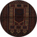 Round Traditional Black Brown Persian Rug, tr1957