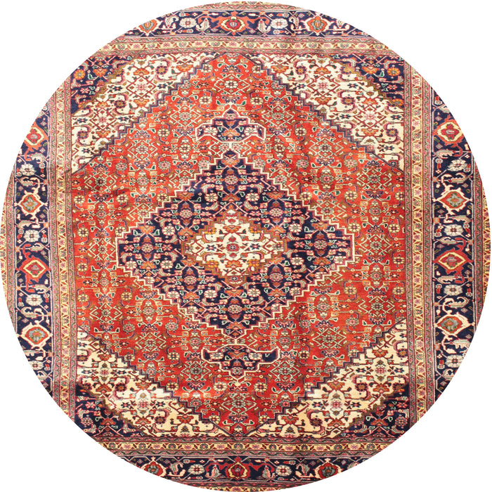 Round Traditional Fire Brick Red Persian Rug, tr195