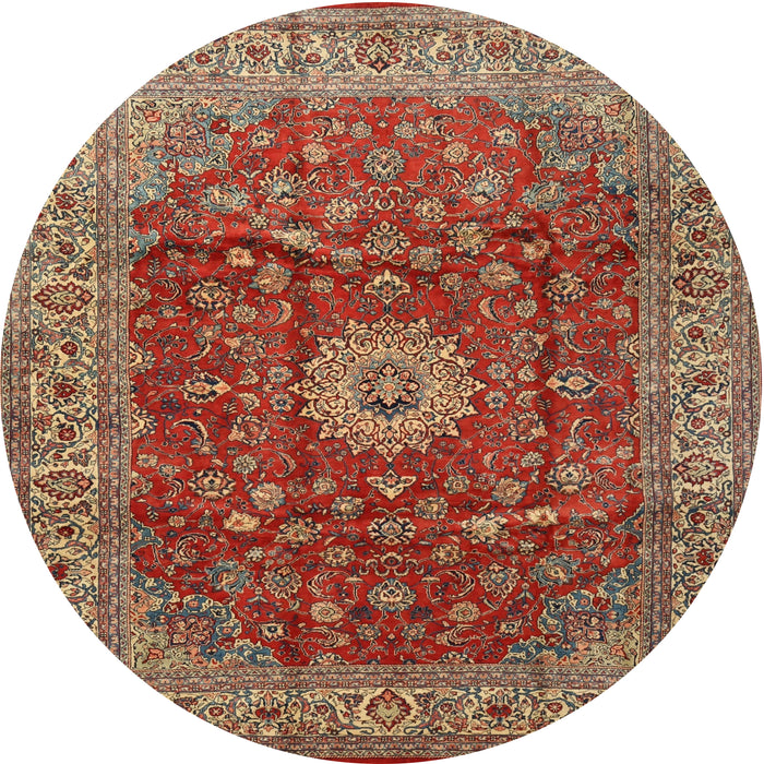 Round Traditional Red Medallion Rug, tr1960