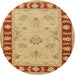 Round Traditional Orange Oriental Rug, tr1963