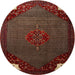 Round Traditional Sienna Brown Persian Rug, tr1964