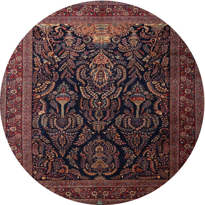 Round Traditional Sienna Brown Persian Rug, tr1966