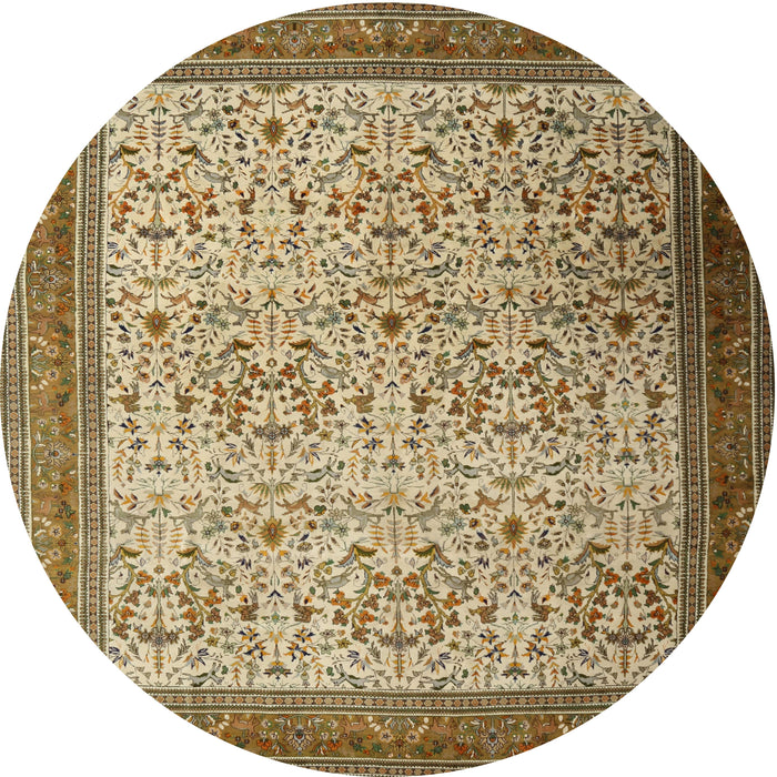 Round Traditional Saddle Brown Persian Rug, tr1968