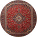 Round Traditional Rust Pink Medallion Rug, tr1969