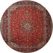 Round Traditional Dark Almond Brown Medallion Rug, tr1970