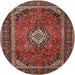 Round Traditional Saffron Red Persian Rug, tr1971