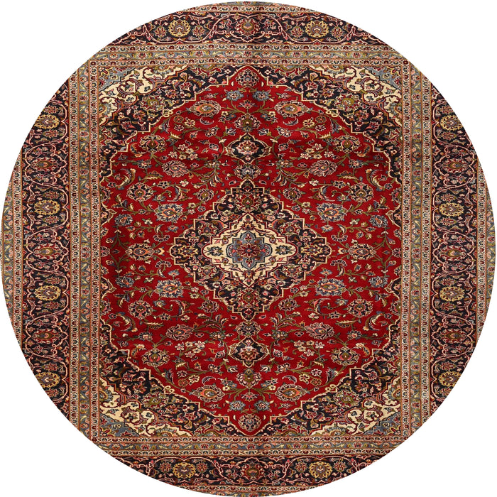 Round Traditional Saffron Red Persian Rug, tr1972
