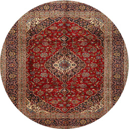 Square Machine Washable Traditional Saffron Red Rug, wshtr1972
