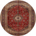 Square Machine Washable Traditional Saffron Red Rug, wshtr1972