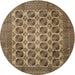 Round Traditional Reddish Brown Southwestern Rug, tr1973