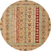 Round Traditional Yellow Orange Persian Rug, tr1978