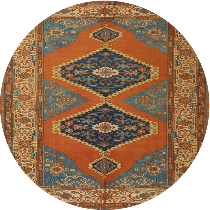 Round Traditional Mahogany Brown Persian Rug, tr1979