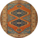 Round Traditional Mahogany Brown Persian Rug, tr1979