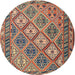 Round Traditional Chestnut Brown Persian Rug, tr1980
