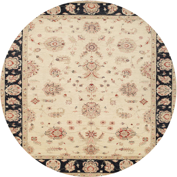 Round Traditional Dark Almond Brown Persian Rug, tr1981