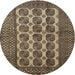 Round Traditional Bakers Brown Southwestern Rug, tr1982