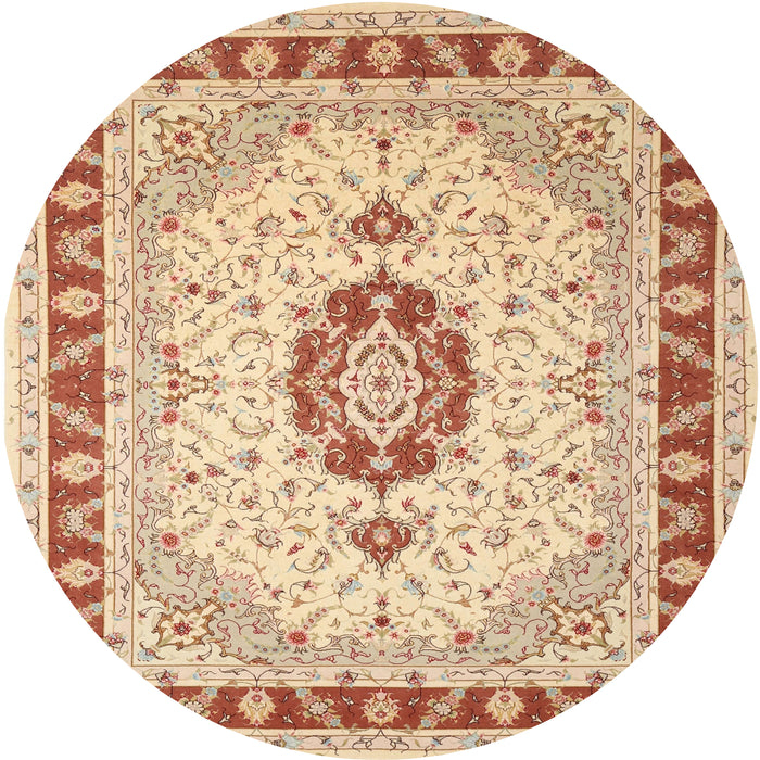 Square Machine Washable Traditional Brown Gold Rug, wshtr1983