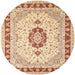 Round Traditional Brown Gold Persian Rug, tr1983