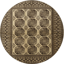 Round Traditional Bakers Brown Southwestern Rug, tr1984