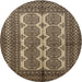 Round Traditional Bakers Brown Southwestern Rug, tr1985