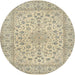 Round Traditional Brown Medallion Rug, tr1988