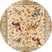 Round Traditional Brown Gold Animal Rug, tr1989