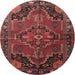 Round Traditional Chestnut Brown Persian Rug, tr198