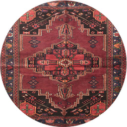 Square Machine Washable Traditional Chestnut Brown Rug, wshtr198